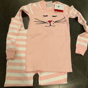 Hanna Andersson pink cat kitty pajamas 6/7 120